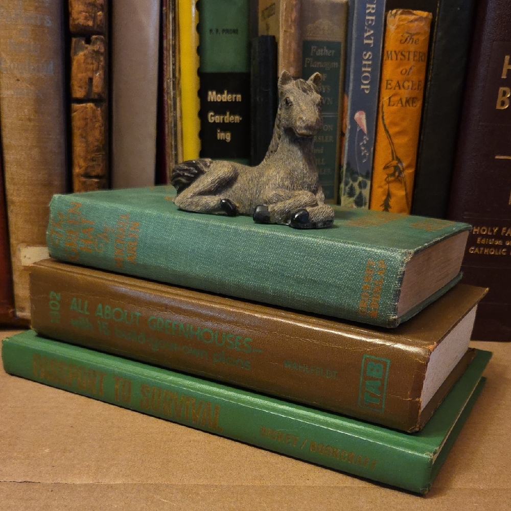 Vintage Book Stack Green & Brown